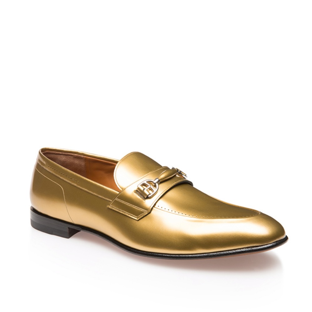 NEW Authentic Bally Dealla Gold Leather Loafer 37